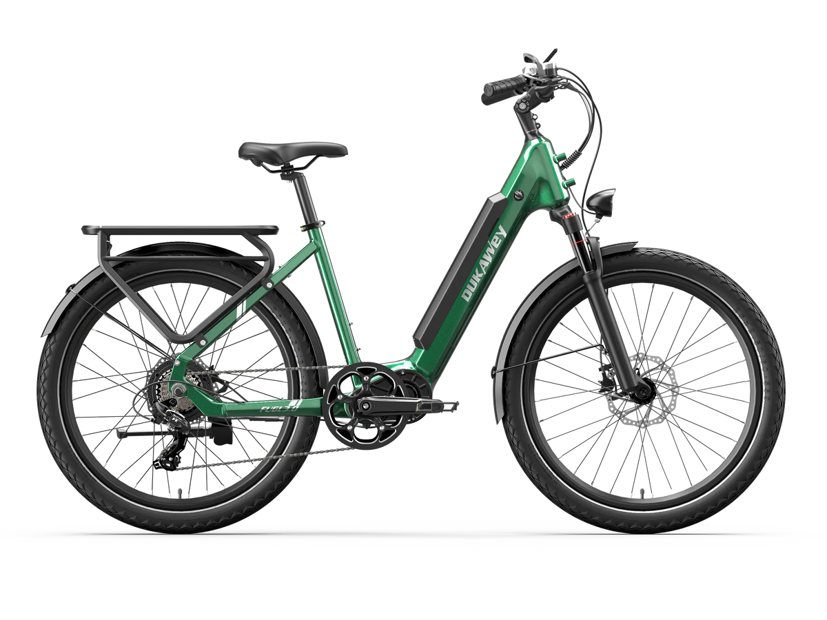 Dukawey FUGL3.0 green low-step 250W city e-bike side view