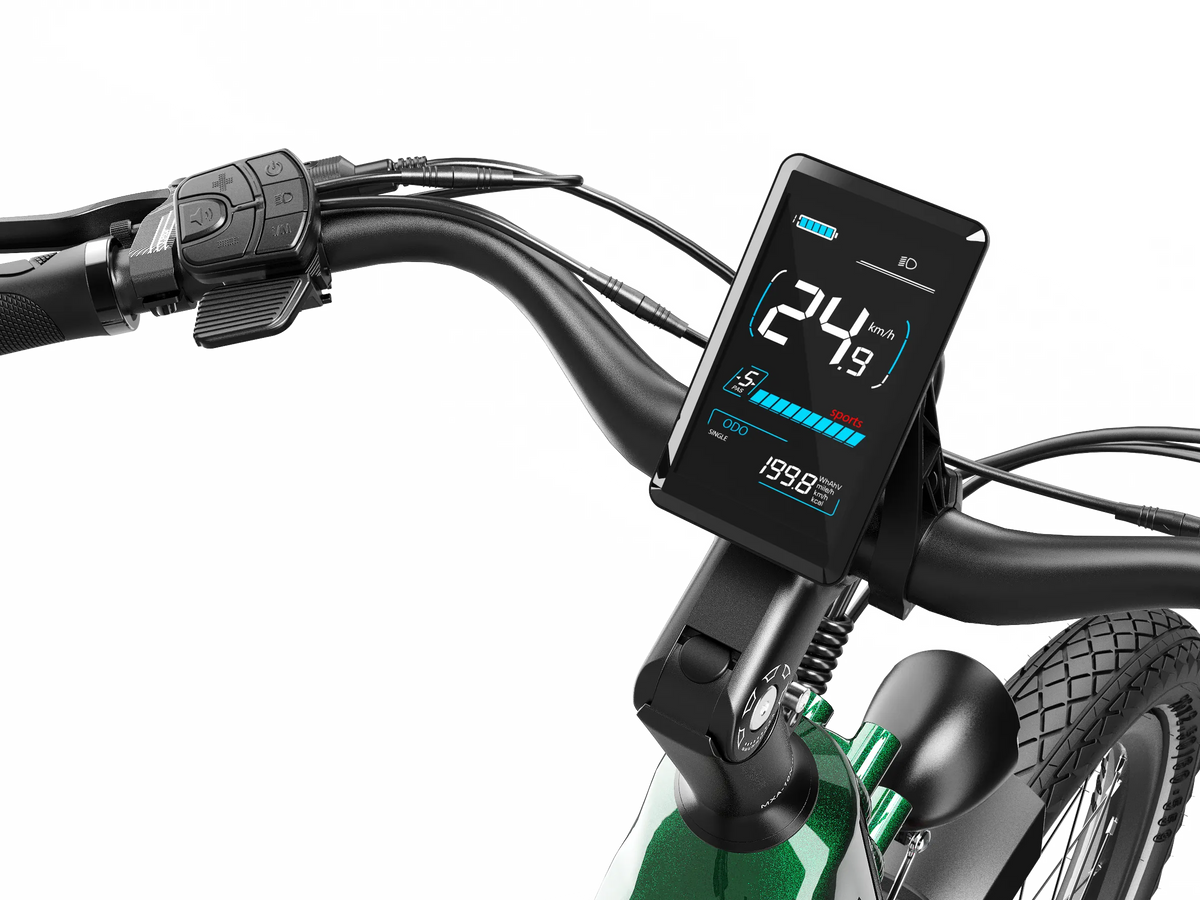 Dukawey FUGL3.0 color LCD display and handlebar detail