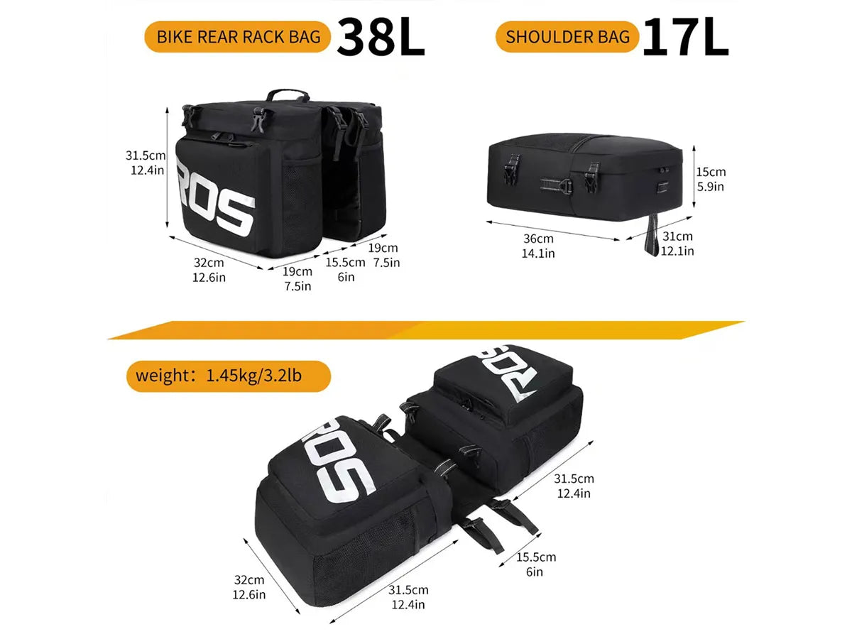3-in-1-Fahrradgepäckträgertasche