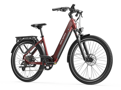 Red Dukawey FUGL Pro electric bike, front-side view